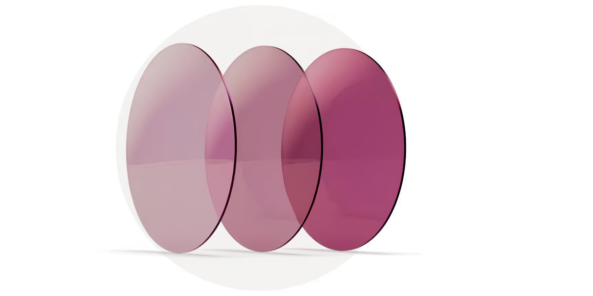 diferentes tonos de las lentes con filtro FL-41 25% 50%  y 75%